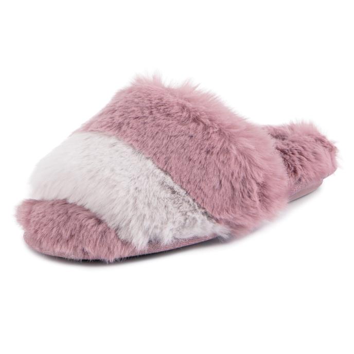 totes toasties® Ladies Faux Fur Slider Slippers Pink Extra Image 3